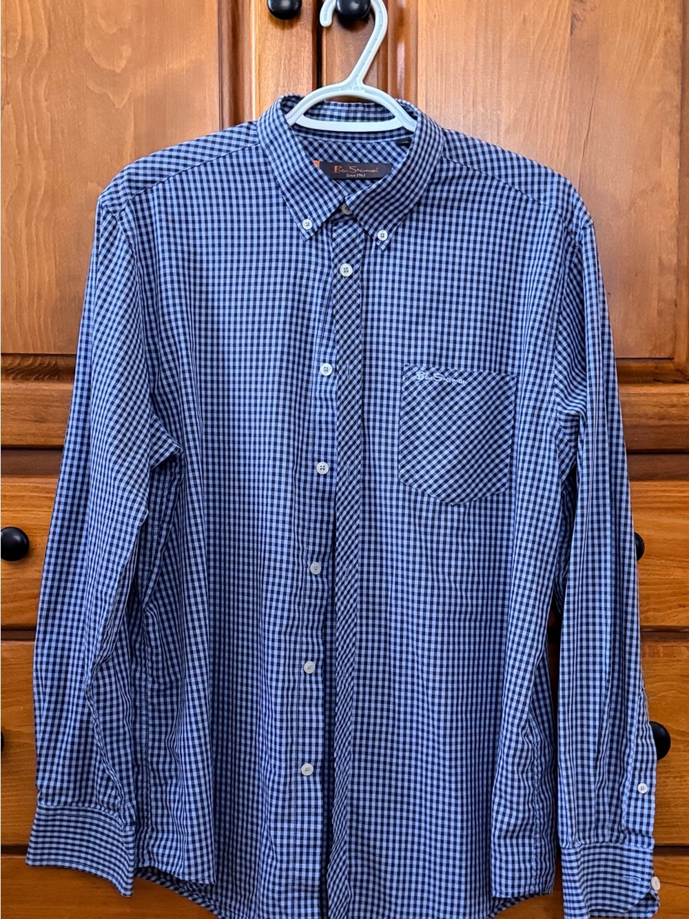 Ben Sherman Navy and White Gingham Button-Down Shirt
